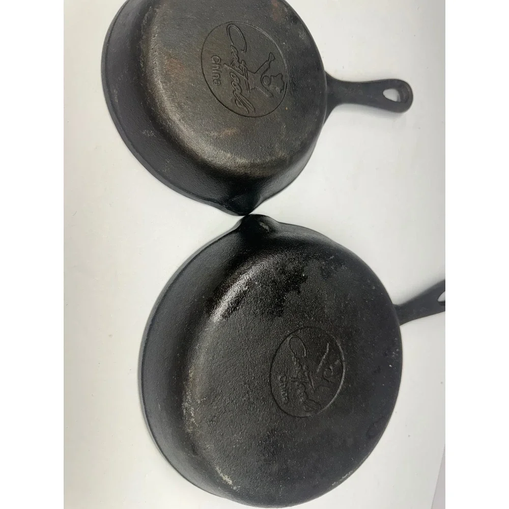CookTools Cast Iron Skillet Set 2 Piece 6.5 and 8 Inch Black Frying Pans
